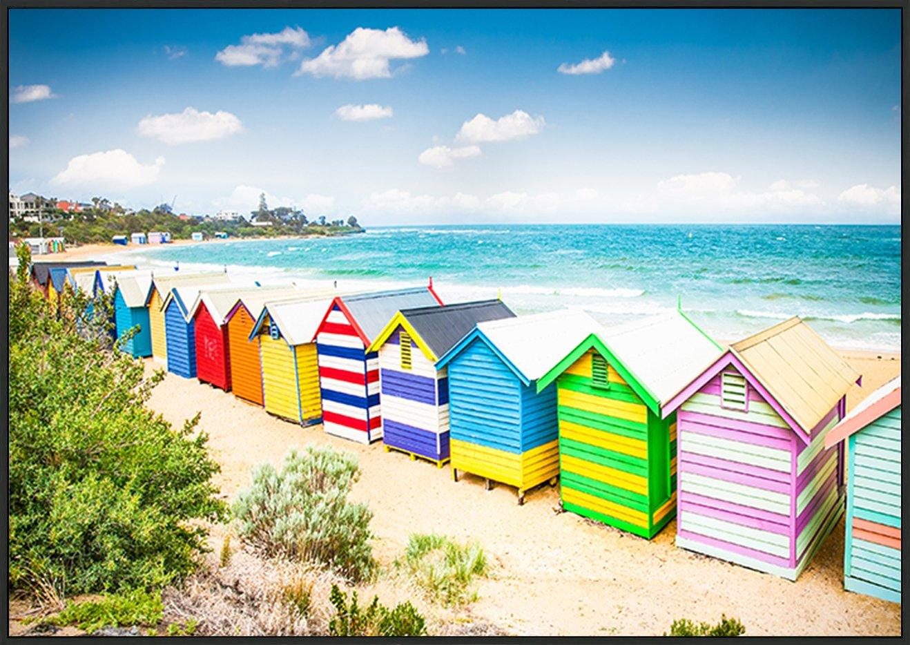 82309313 Beautiful Bathing boxes houses on white sandy beach at Brighton beach in Melbourne Australia copy - ArtFramed