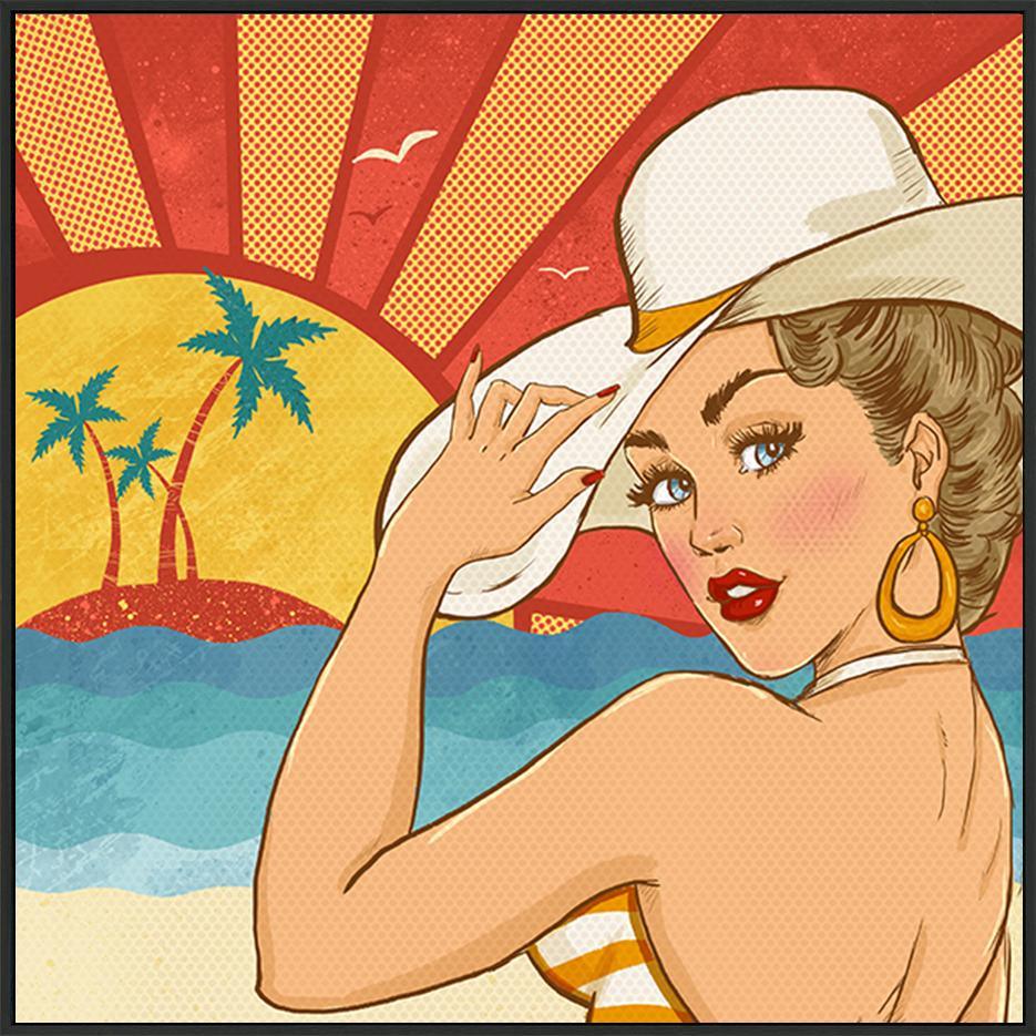87110267 girl on the beach Vintage advertising - ArtFramed