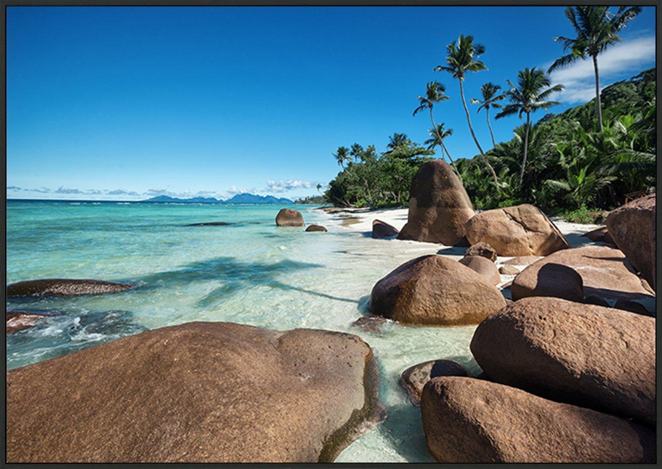 98756840 Deep blue sky and beautiful beach with enormous stones Seychelle islands copy - ArtFramed