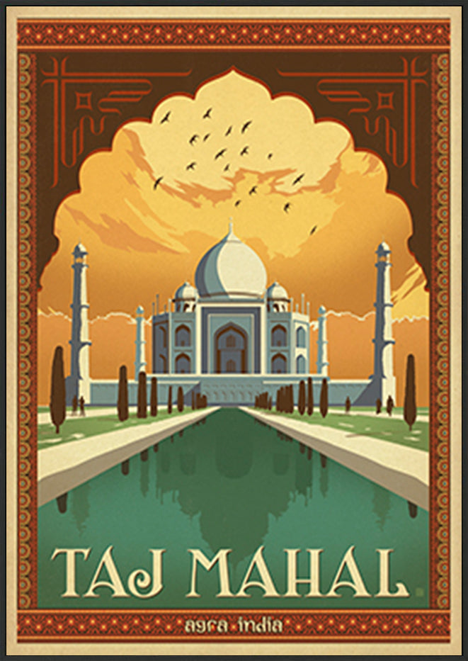 AL JOEAND 116786 VINTAGE ADVERTISING TAJ MAHAL INDIA TEMPLE - ArtFramed