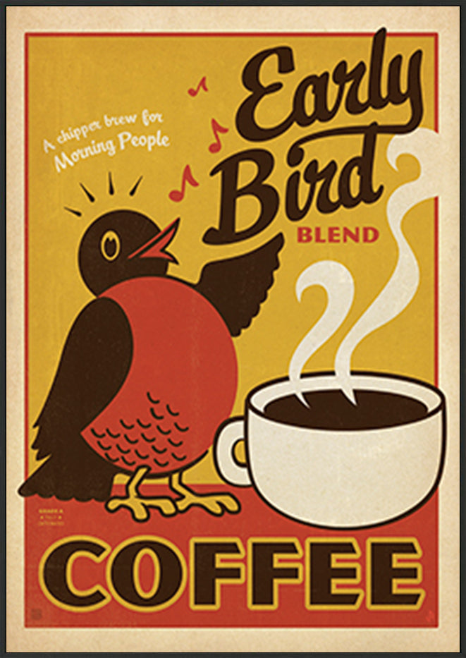 AL JOEAND 116831 VINTAGE ADVERTISING EARLY BIRD COFFEE - ArtFramed