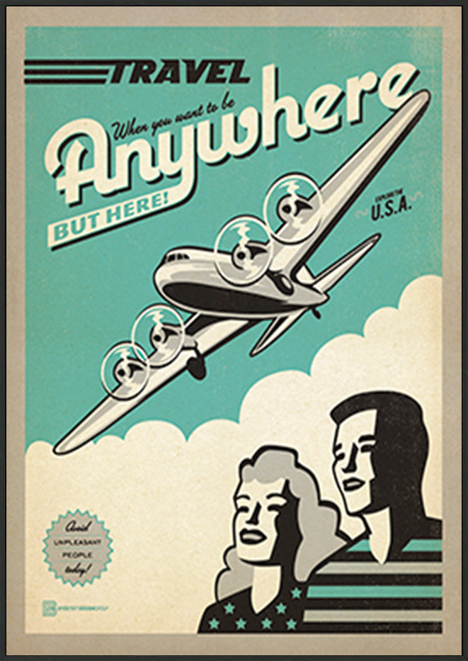 AL JOEAND 116842 VINTAGE ADVERTISING TRAVEL PLANE USA - ArtFramed