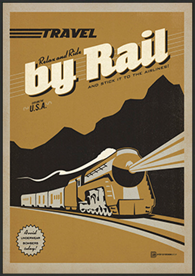 AL JOEAND 116843 VINTAGE ADVERTISING TRAVEL BY RAIL TRAIN USA - ArtFramed