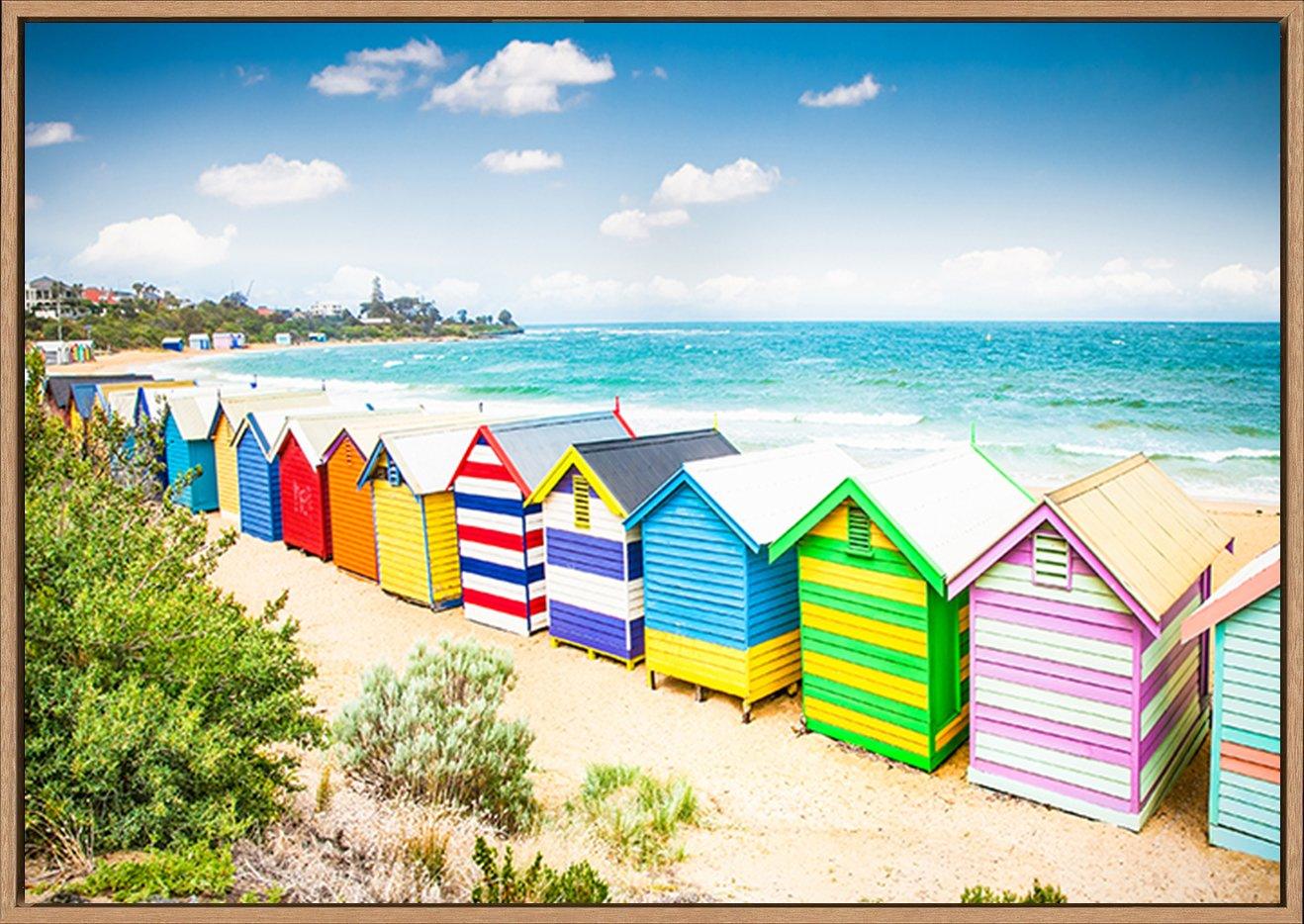82309313 Beautiful Bathing boxes houses on white sandy beach at Brighton beach in Melbourne Australia copy - ArtFramed