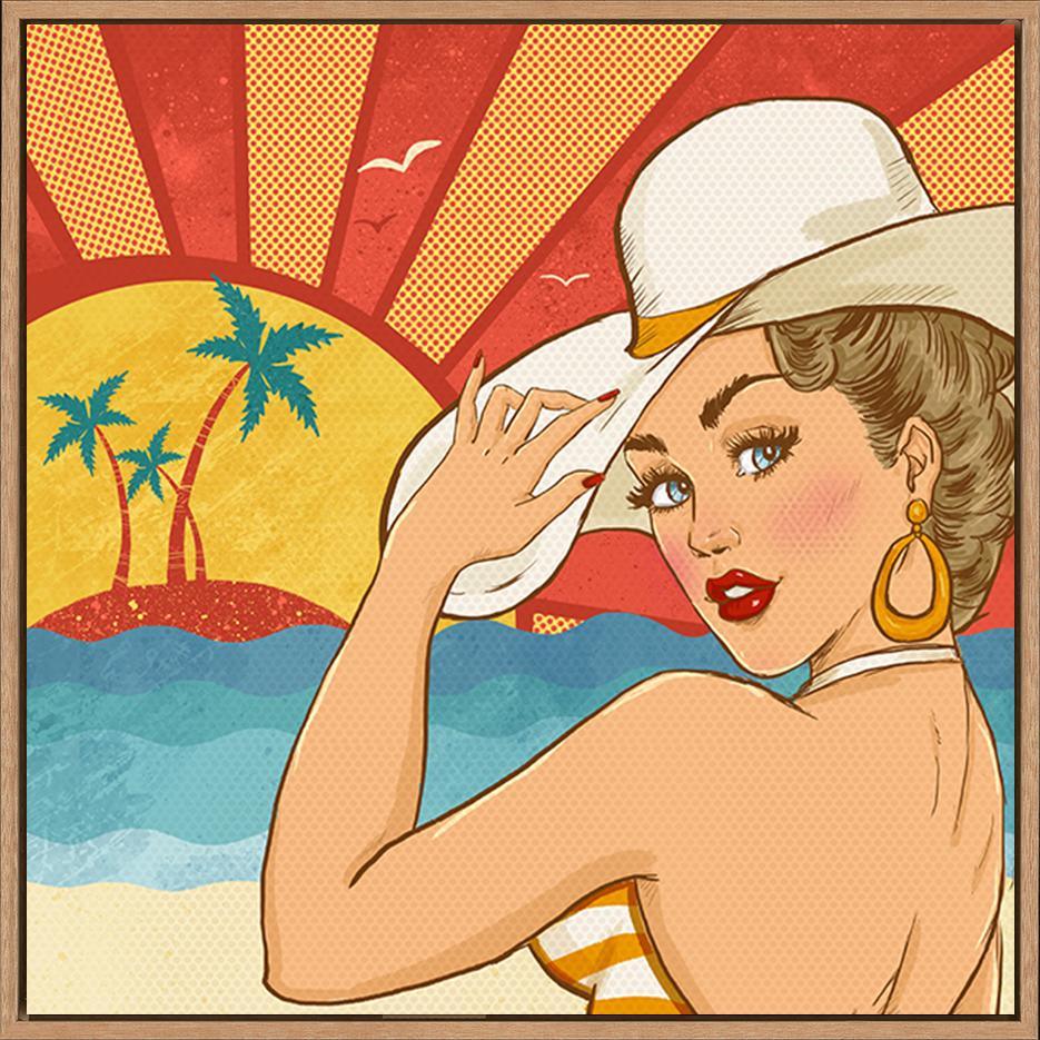 87110267 girl on the beach Vintage advertising - ArtFramed