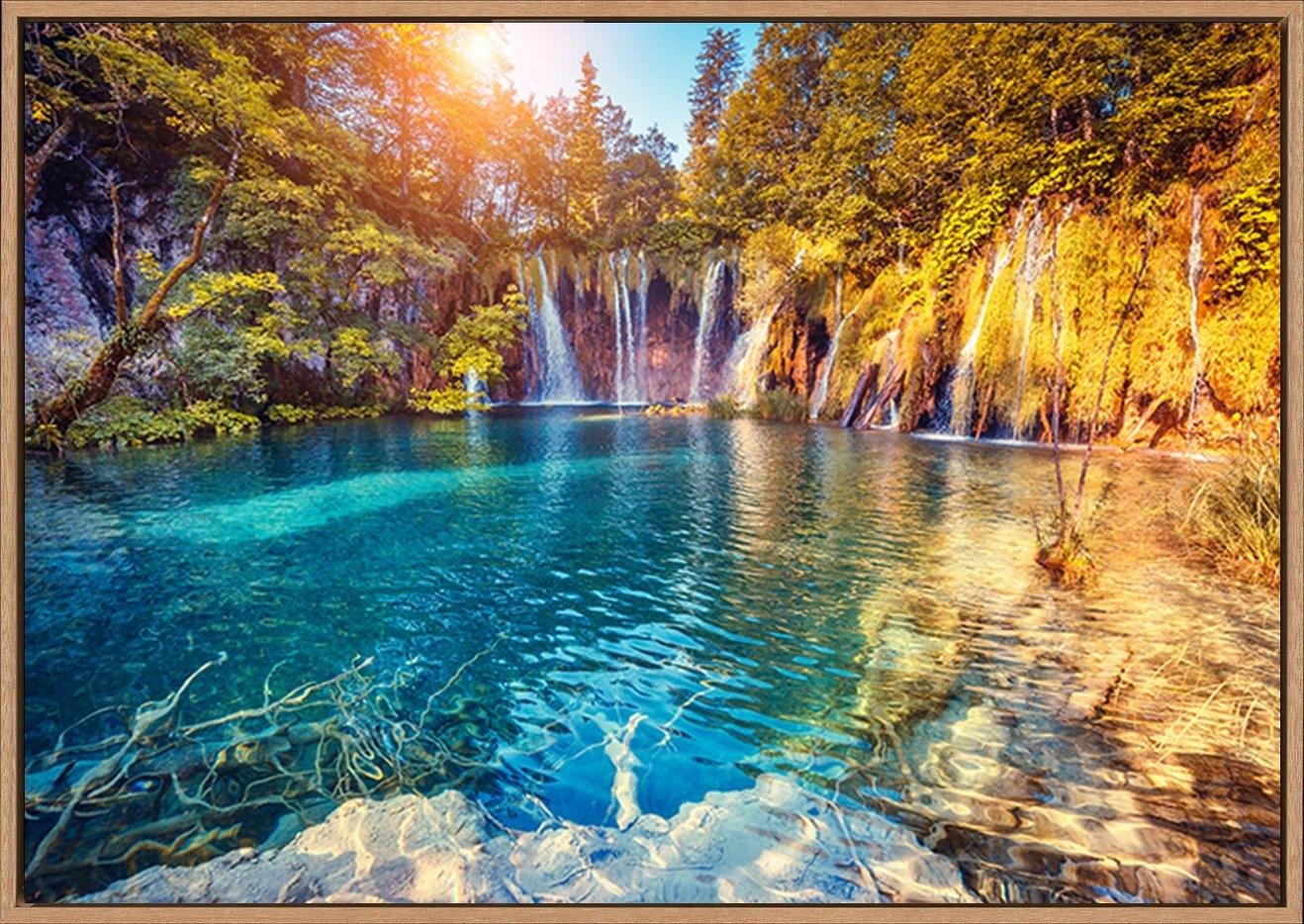 87118112 Majestic view on turquoise water and sunny beams in the Plitvice Lakes National Park Croatia copy. Europe - ArtFramed
