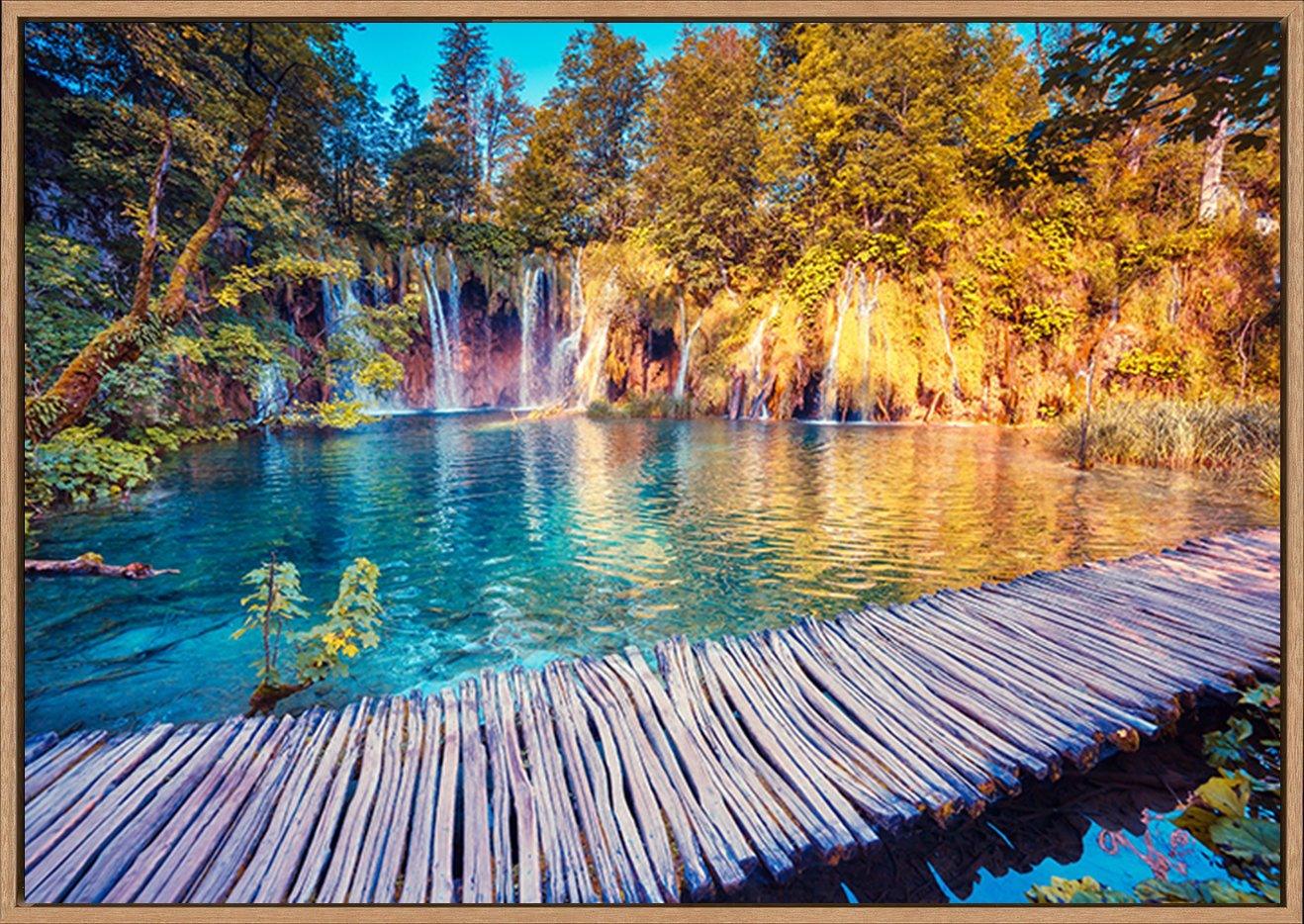 87748157 Majestic view on turquoise water and sunny beams in the Plitvice Lakes National Park Croatia Europe copy - ArtFramed