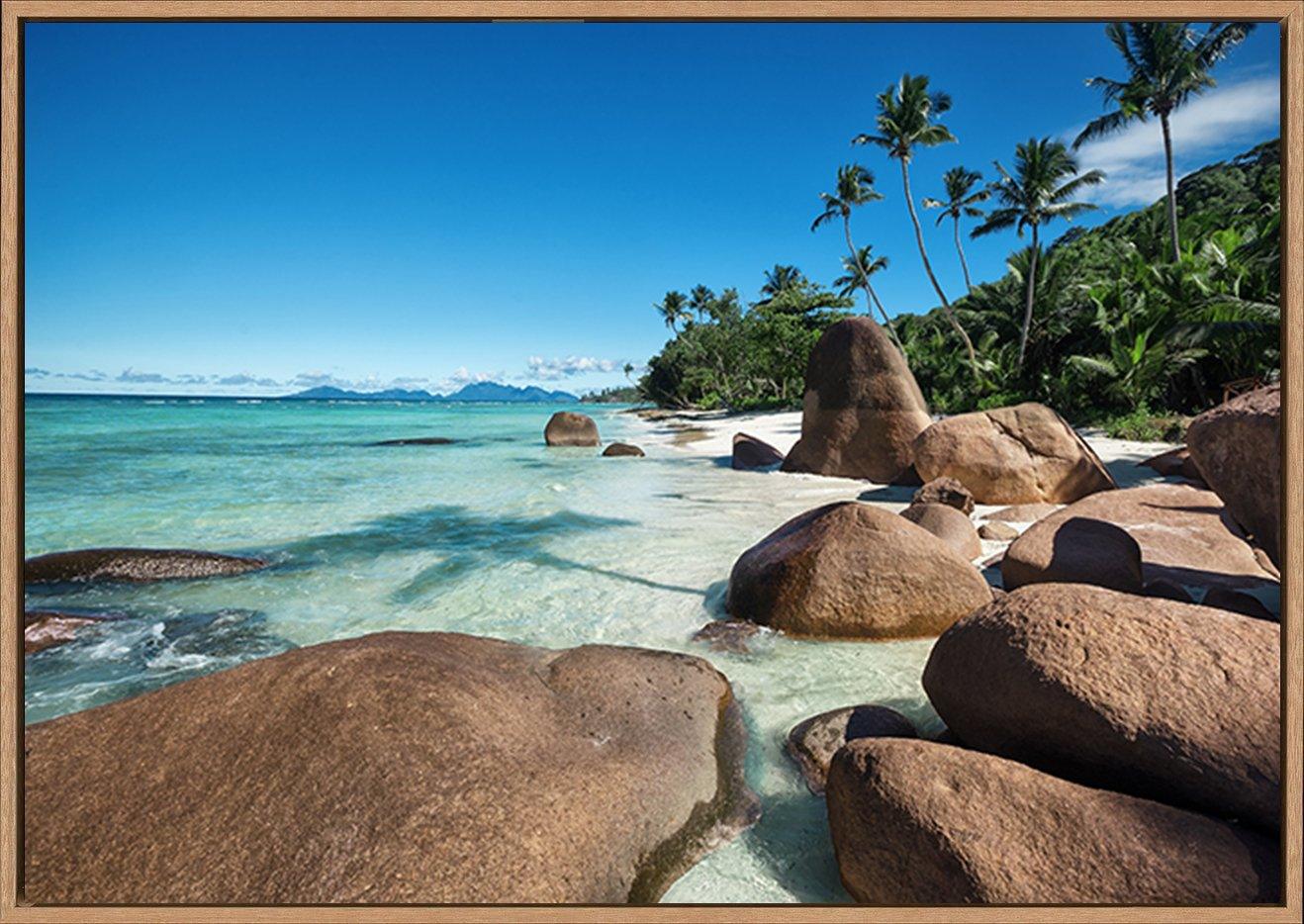 98756840 Deep blue sky and beautiful beach with enormous stones Seychelle islands copy - ArtFramed