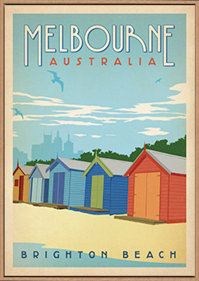 AL JOEAND 116767 VINTAGE ADVERTISING BRIGHTON BEACH BOXES MELBOURNE AUSTRALIA - ArtFramed