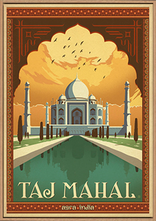 AL JOEAND 116786 VINTAGE ADVERTISING TAJ MAHAL INDIA TEMPLE - ArtFramed