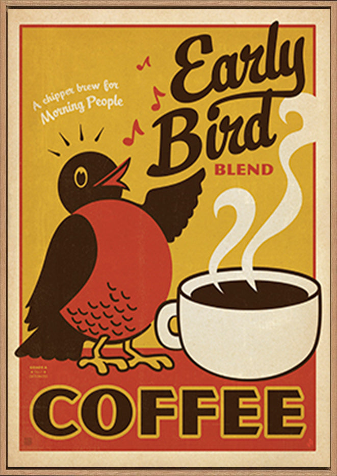 AL JOEAND 116831 VINTAGE ADVERTISING EARLY BIRD COFFEE - ArtFramed