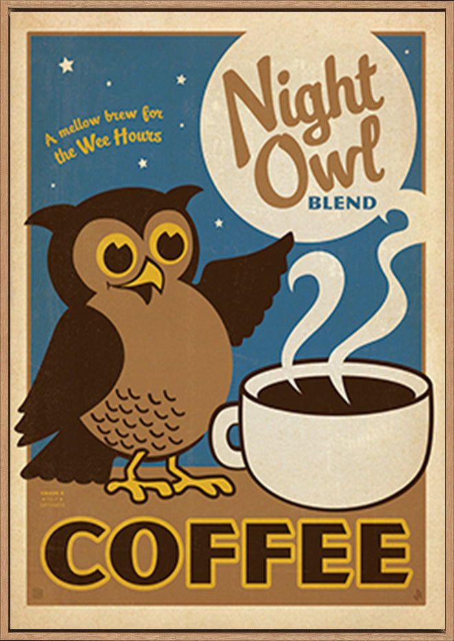 AL JOEAND 116837 VINTAGE ADVERTISING NIGHT OWL COFFEE - ArtFramed