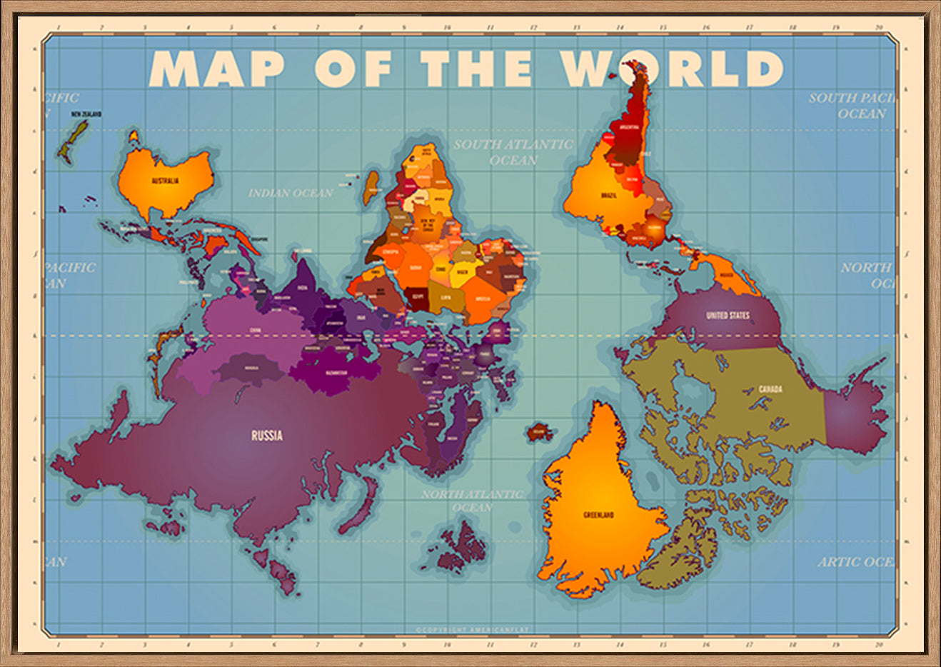 World Map Riving Side Upside Down Map of the World – ArtFramed
