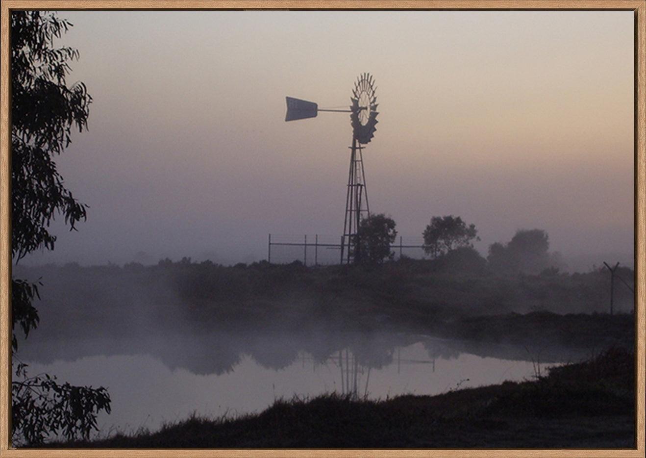 a076763 Australian windmill fog day creek Foggy morning copy - ArtFramed