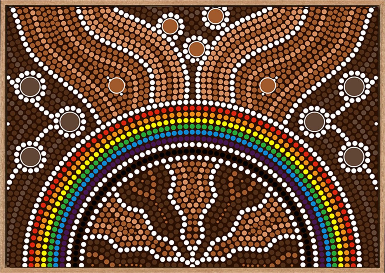 a21193878s Australian aboriginal style dot painting depicting rainbow copy - ArtFramed