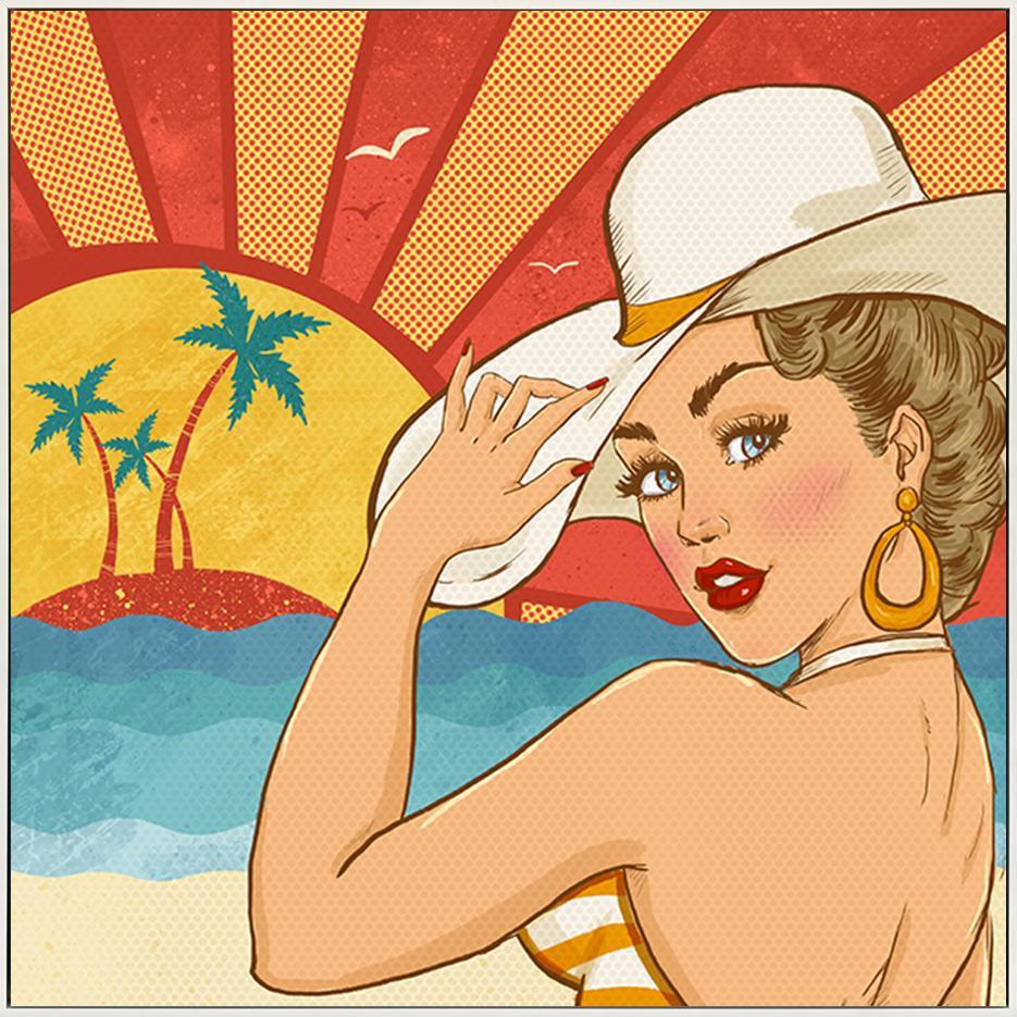 87110267 girl on the beach Vintage advertising - ArtFramed