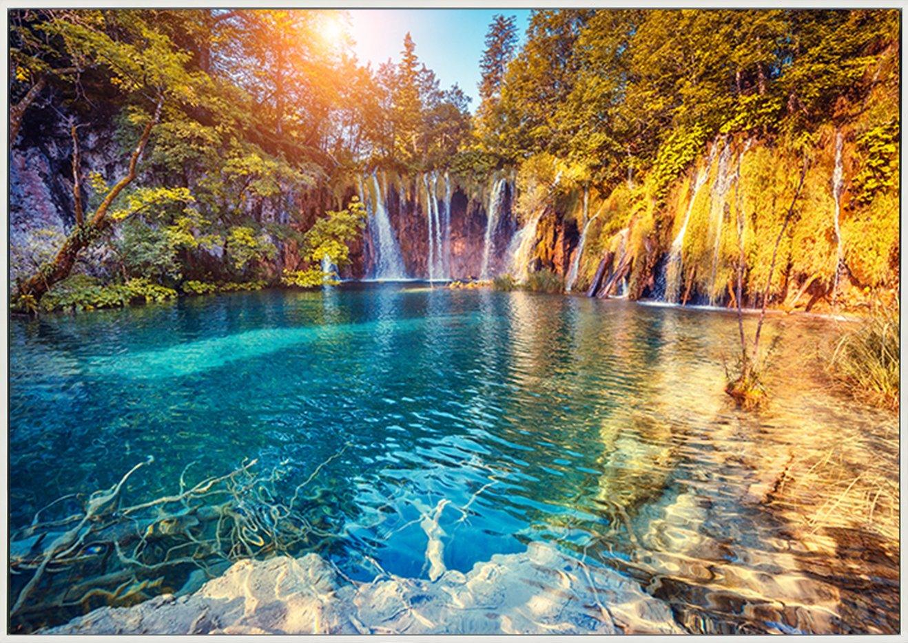 87118112 Majestic view on turquoise water and sunny beams in the Plitvice Lakes National Park Croatia copy. Europe - ArtFramed