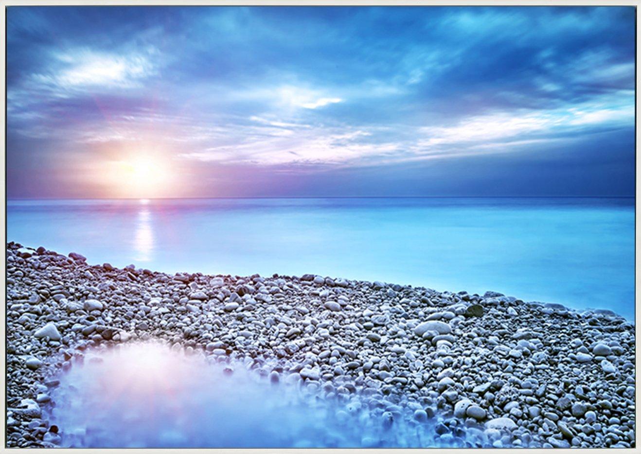 90330044 Beautiful seascape amazing view of pebble coastline in mild sunset light copy - ArtFramed