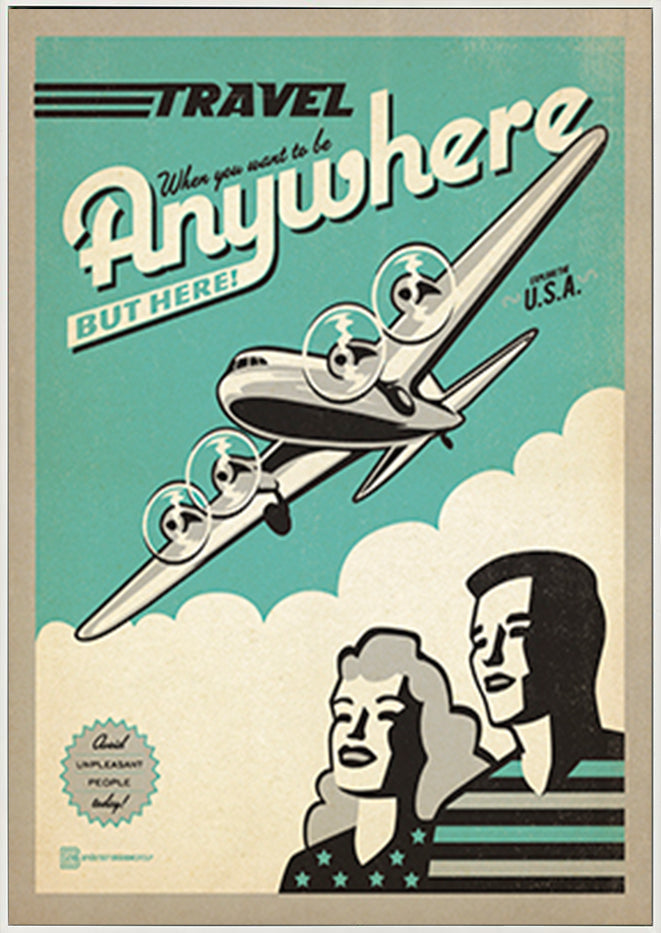 AL JOEAND 116842 VINTAGE ADVERTISING TRAVEL PLANE USA - ArtFramed