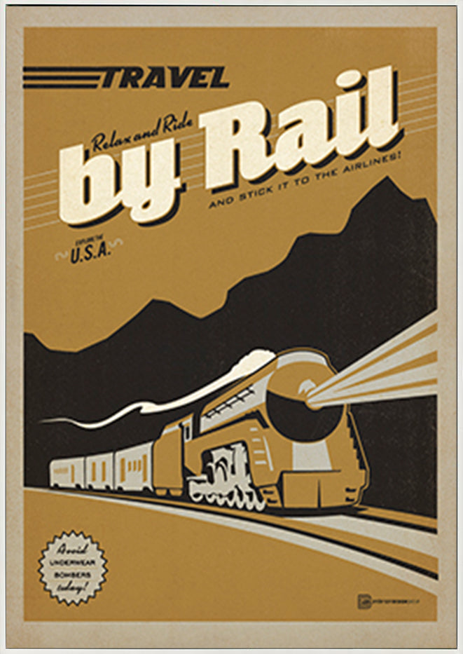 AL JOEAND 116843 VINTAGE ADVERTISING TRAVEL BY RAIL TRAIN USA - ArtFramed