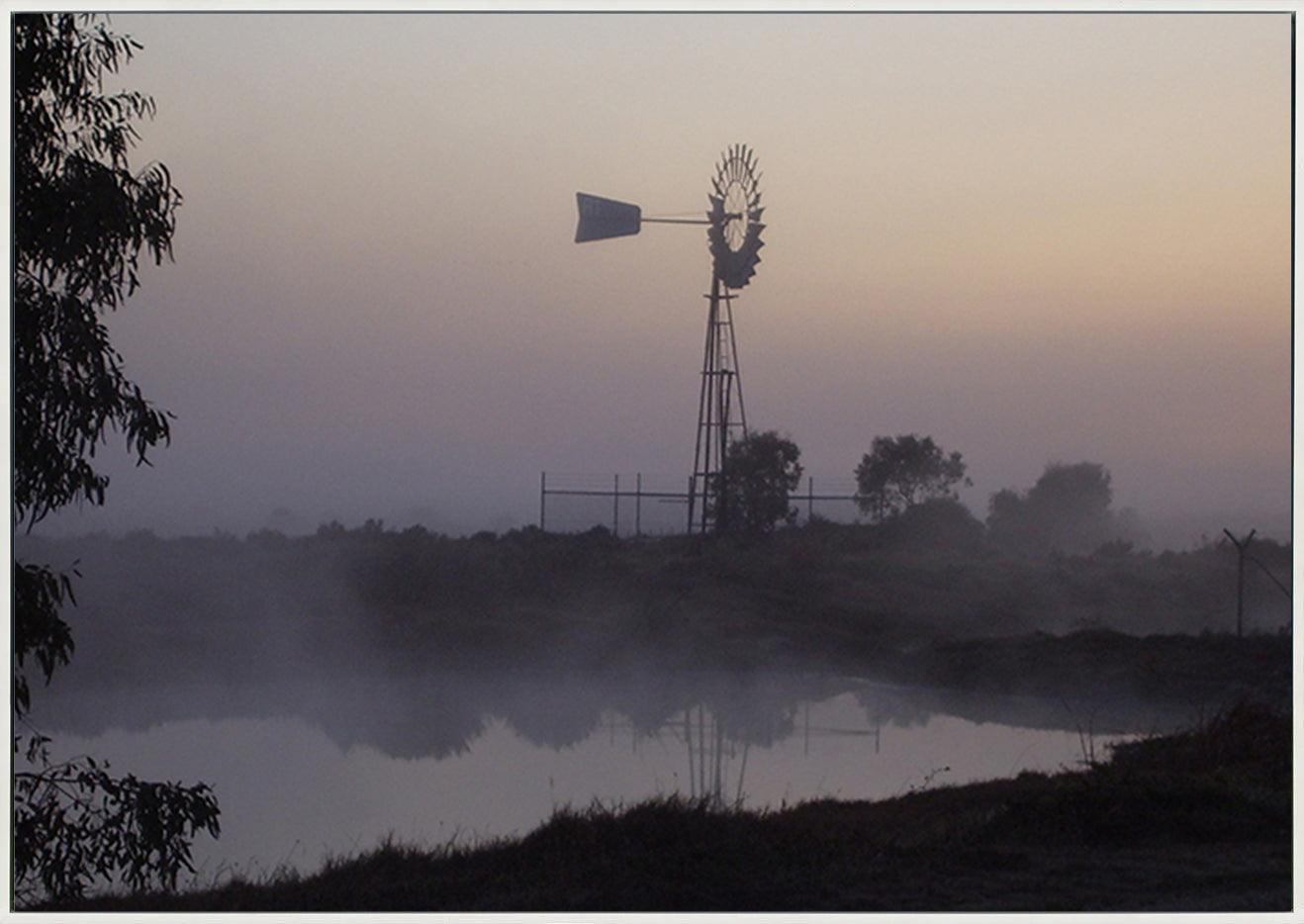 a076763 Australian windmill fog day creek Foggy morning copy - ArtFramed