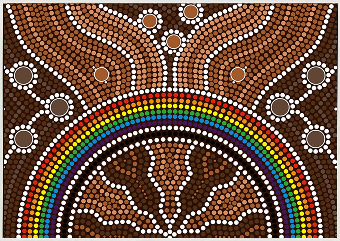 a21193878s Australian aboriginal style dot painting depicting rainbow copy - ArtFramed