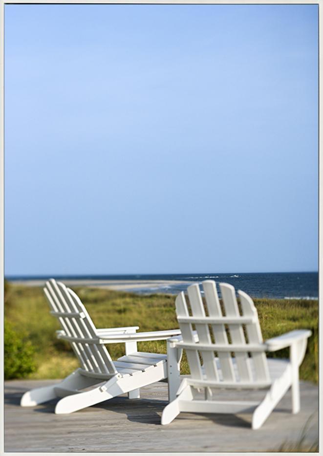 a2806300b Deck Chairs looking towards the beach - ArtFramed