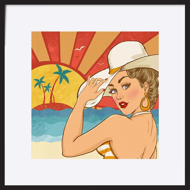 87110267 girl on the beach Vintage advertising - ArtFramed