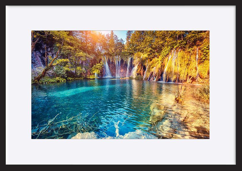 87118112 Majestic view on turquoise water and sunny beams in the Plitvice Lakes National Park Croatia copy. Europe - ArtFramed