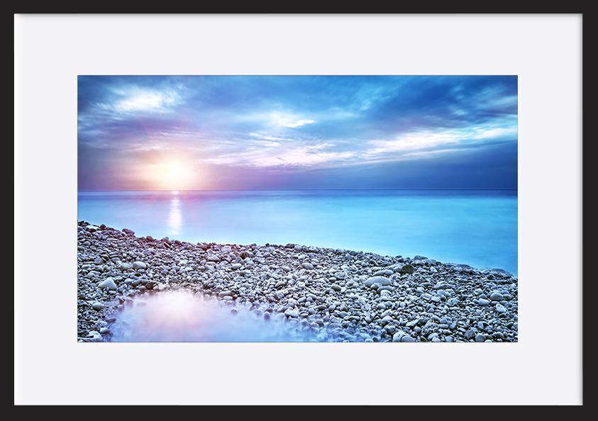 90330044 Beautiful seascape amazing view of pebble coastline in mild sunset light copy - ArtFramed
