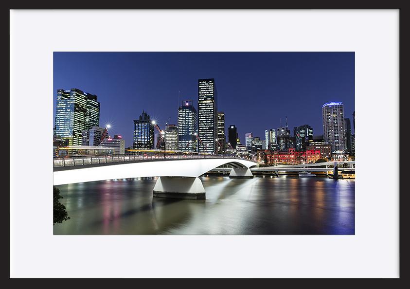 96192854 Brisbane City cityscape and Victoria bridge at twilight, view from Southbank old Victoria bridge copy - ArtFramed
