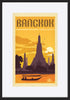 AL JOEAND 116792 VINTAGE ADVERTISING BANGKOK THAILAND TEMPLE RIVER BOAT - ArtFramed