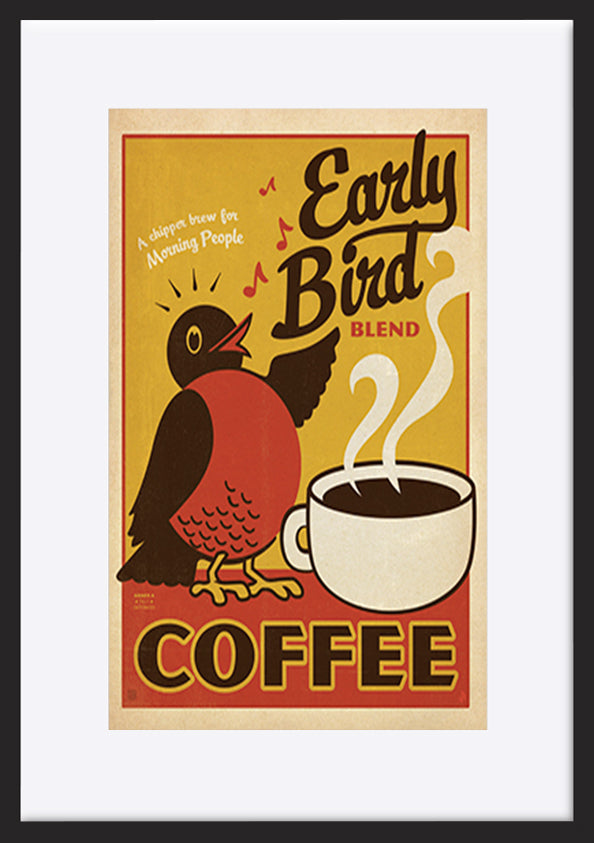 AL JOEAND 116831 VINTAGE ADVERTISING EARLY BIRD COFFEE - ArtFramed