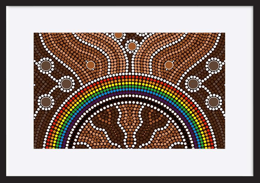 a21193878s Australian aboriginal style dot painting depicting rainbow copy - ArtFramed