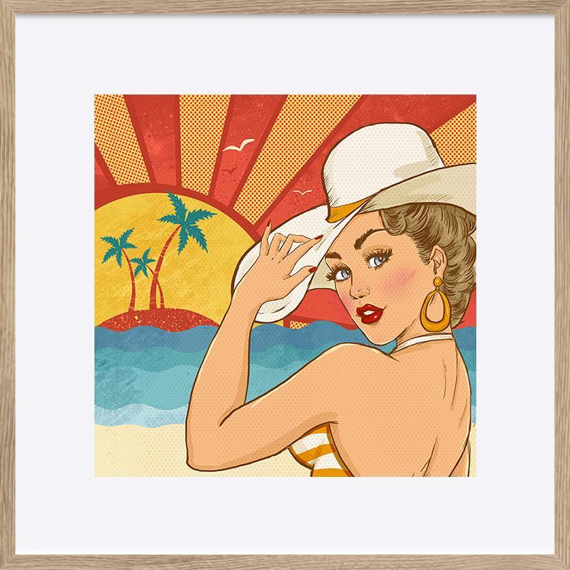 87110267 girl on the beach Vintage advertising - ArtFramed