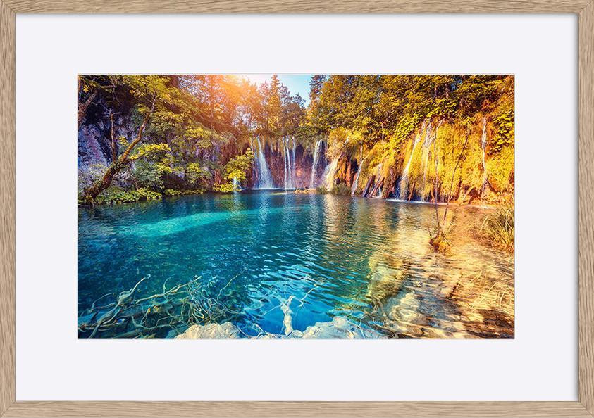 87118112 Majestic view on turquoise water and sunny beams in the Plitvice Lakes National Park Croatia copy. Europe - ArtFramed