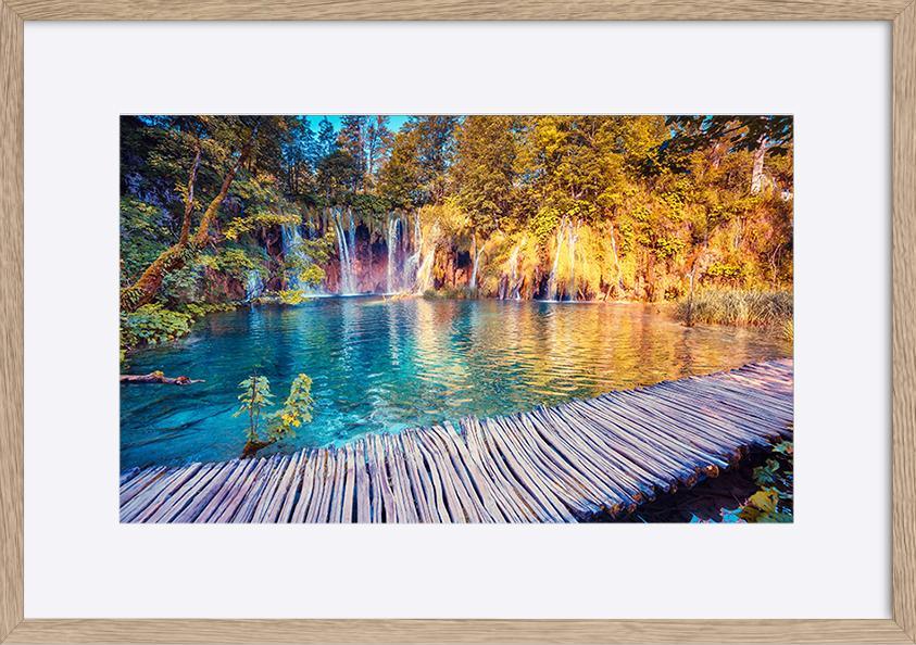 87748157 Majestic view on turquoise water and sunny beams in the Plitvice Lakes National Park Croatia Europe copy - ArtFramed