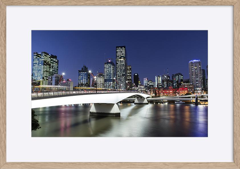 96192854 Brisbane City cityscape and Victoria bridge at twilight, view from Southbank old Victoria bridge copy - ArtFramed