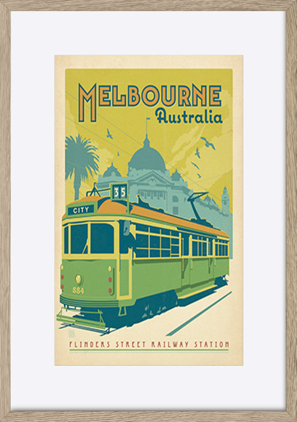 AL JOEAND 116753 VINTAGE ADVERTISING FLINDERS STREET RAILWAY STATTION MELBOURNE TRAM AUSTRALIA - ArtFramed