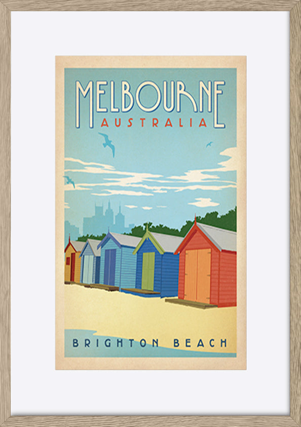 AL JOEAND 116767 VINTAGE ADVERTISING BRIGHTON BEACH BOXES MELBOURNE AUSTRALIA - ArtFramed