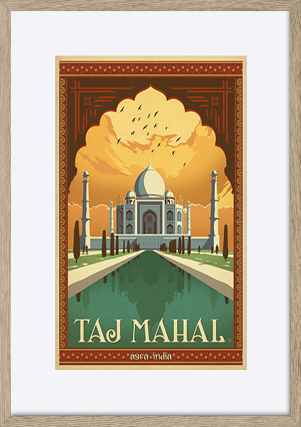AL JOEAND 116786 VINTAGE ADVERTISING TAJ MAHAL INDIA TEMPLE - ArtFramed
