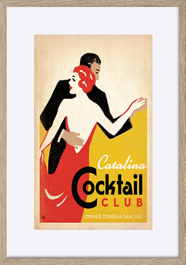 AL JOEAND 116827 VINTAGE ADVERTISING CATALINA COCKTAIL CLUB DANING COUPLE - ArtFramed