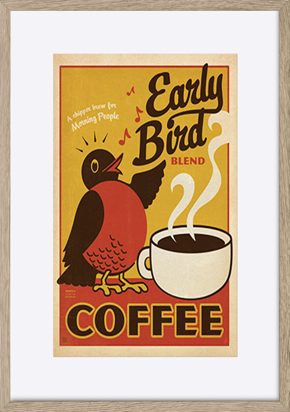 AL JOEAND 116831 VINTAGE ADVERTISING EARLY BIRD COFFEE - ArtFramed