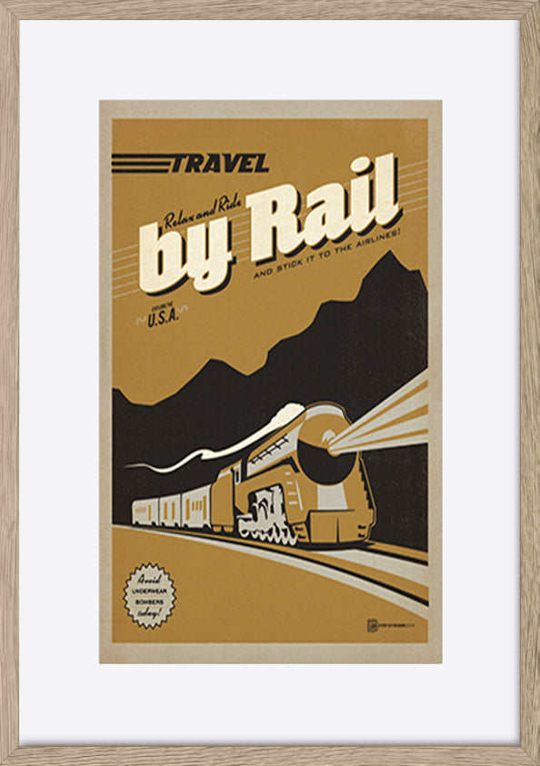 AL JOEAND 116843 VINTAGE ADVERTISING TRAVEL BY RAIL TRAIN USA - ArtFramed
