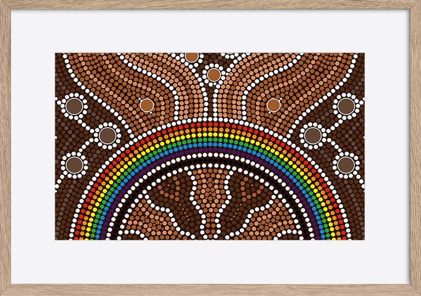 a21193878s Australian aboriginal style dot painting depicting rainbow copy - ArtFramed