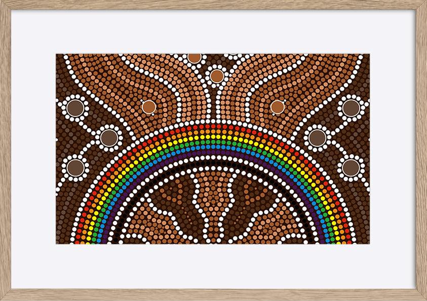 a21193878s Australian aboriginal style dot painting depicting rainbow copy - ArtFramed