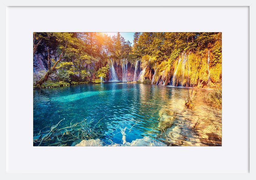87118112 Majestic view on turquoise water and sunny beams in the Plitvice Lakes National Park Croatia copy. Europe - ArtFramed