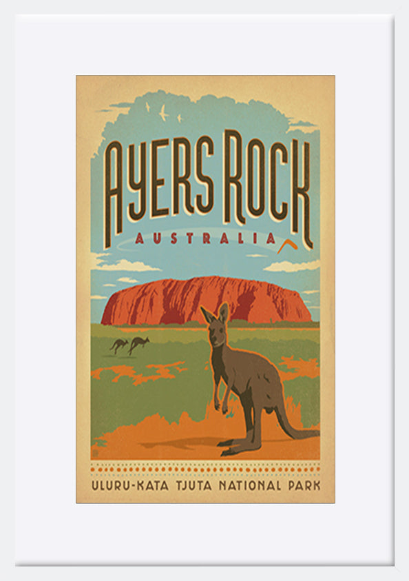 AL JOEAND 116751 VINTAGE ADVERTISING AYRES ROCK ULURU NORTHERN TERRITORY KAGAROO AUSTRALIA - ArtFramed