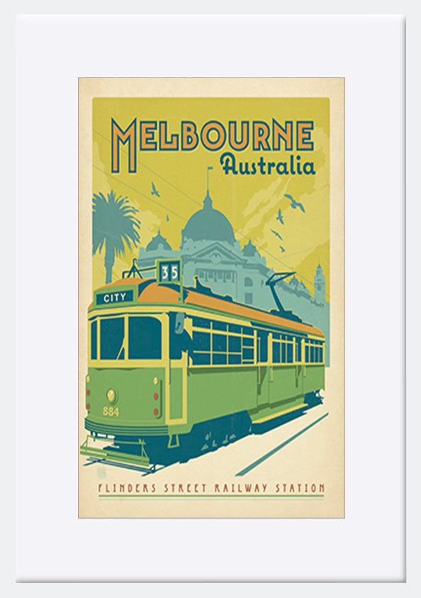 AL JOEAND 116753 VINTAGE ADVERTISING FLINDERS STREET RAILWAY STATTION MELBOURNE TRAM AUSTRALIA - ArtFramed