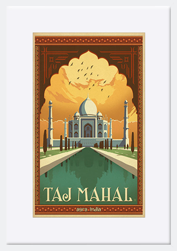 AL JOEAND 116786 VINTAGE ADVERTISING TAJ MAHAL INDIA TEMPLE - ArtFramed